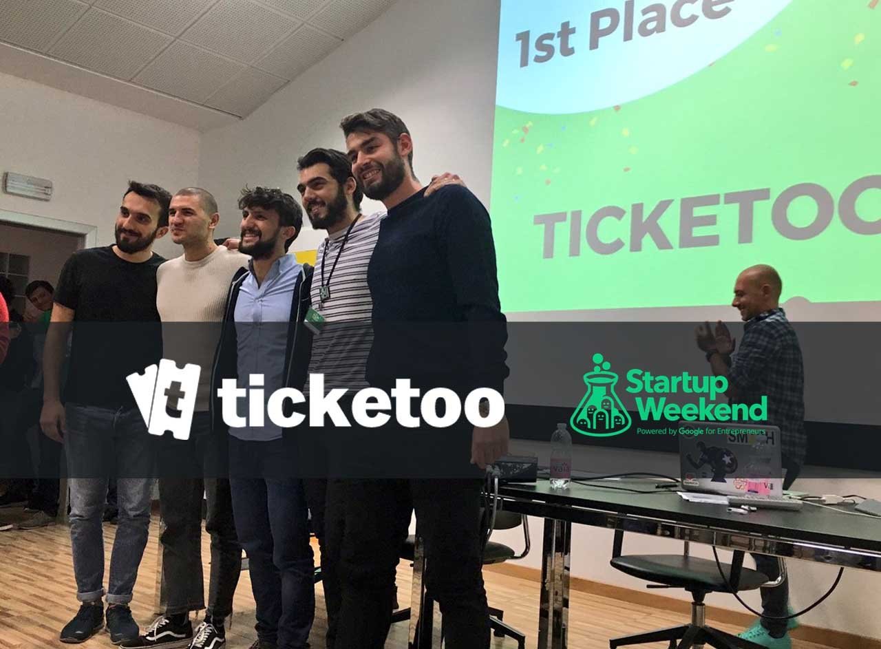 The Ticketoo team celebrating its Startup Weekend 2017 win